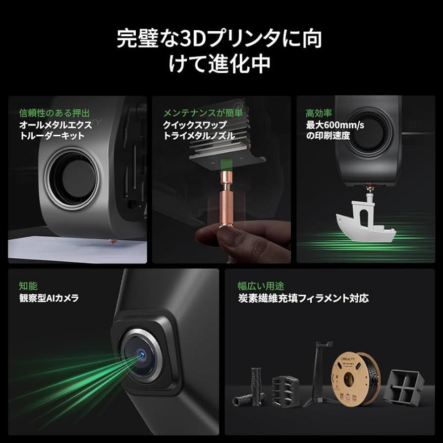 Amazon.co.jp: Creality K1C 3Dプリンター 600mm/sの爆速 AIカメラ