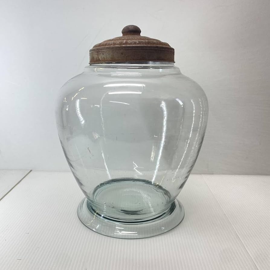 アンティーク レトロ ガラス瓶 特大 古い 気泡 菓子瓶 飴屋瓶 和硝子