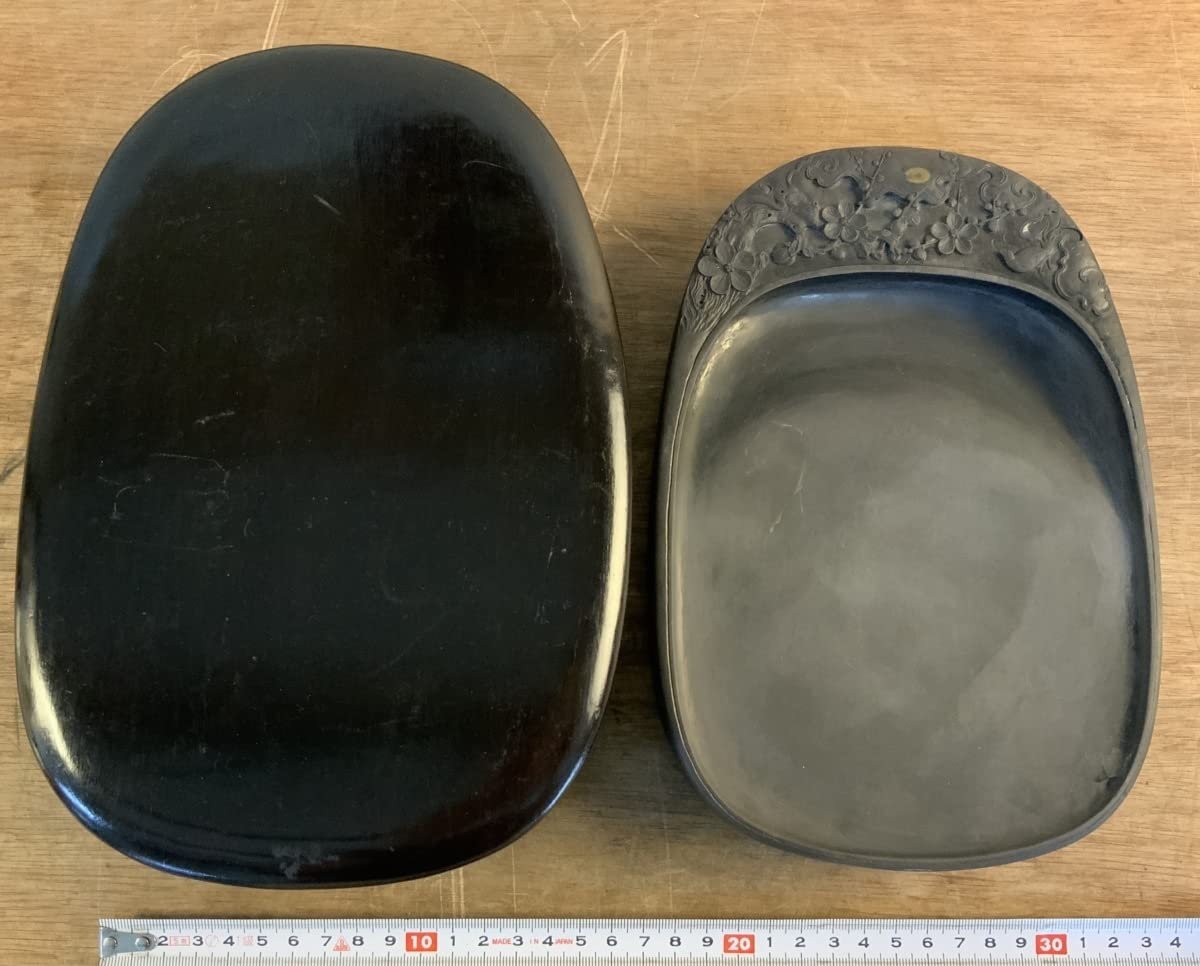 アンティーク書道具『中国 菊花石硯 天然石』縦16cm 横10cm 厚最大2cm