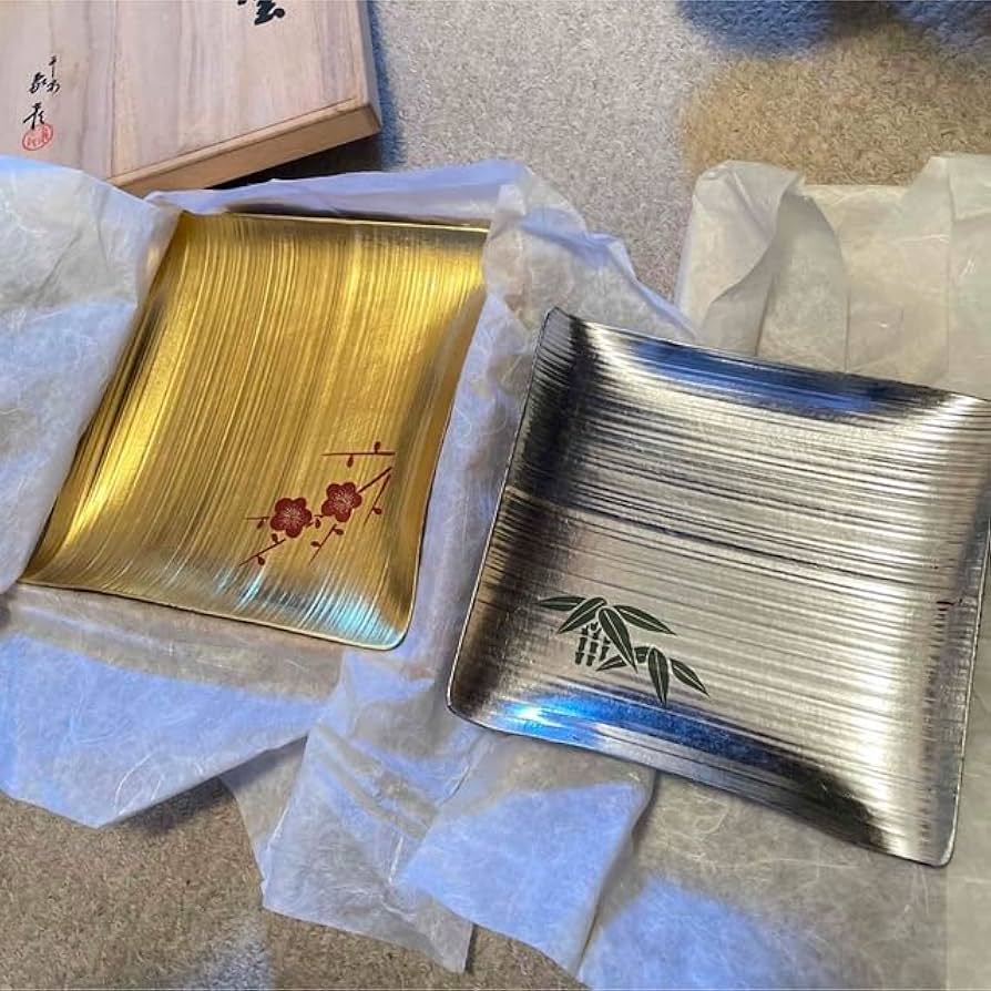 Amazon | 象彦 金箔 銀箔 お盆 菓子皿 漆器 瑞雲 天然木 漆器 干菓子器