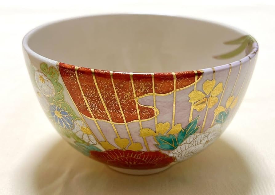 T356 茶碗 『色絵 菊文』『平安 橋本紫雲 造』 共箱 抹茶碗 茶道具