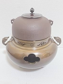 Amazon.co.jp: 人間国宝 佐藤浄清 唐銅 鬼面風炉釜 茶道 風炉釜 茶道具