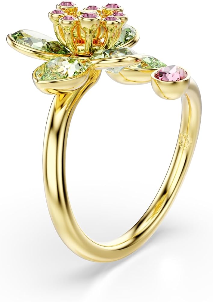 Amazon.com: Swarovski Idyllia open ring, Mixed cuts, Flower, Green