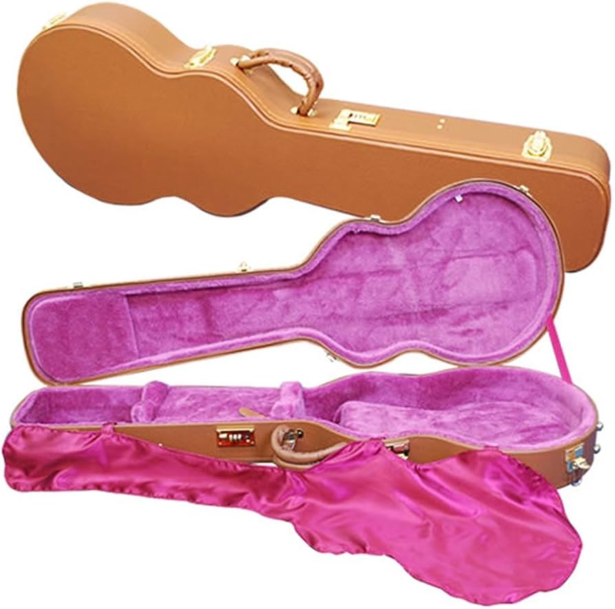 Amazon | KC エレキギター用 ハードケース 鍵付きブラウンレザー LP