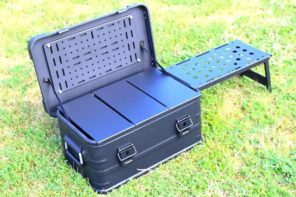 Amazon｜マットブラック スタッキング アルミコンテナボックス