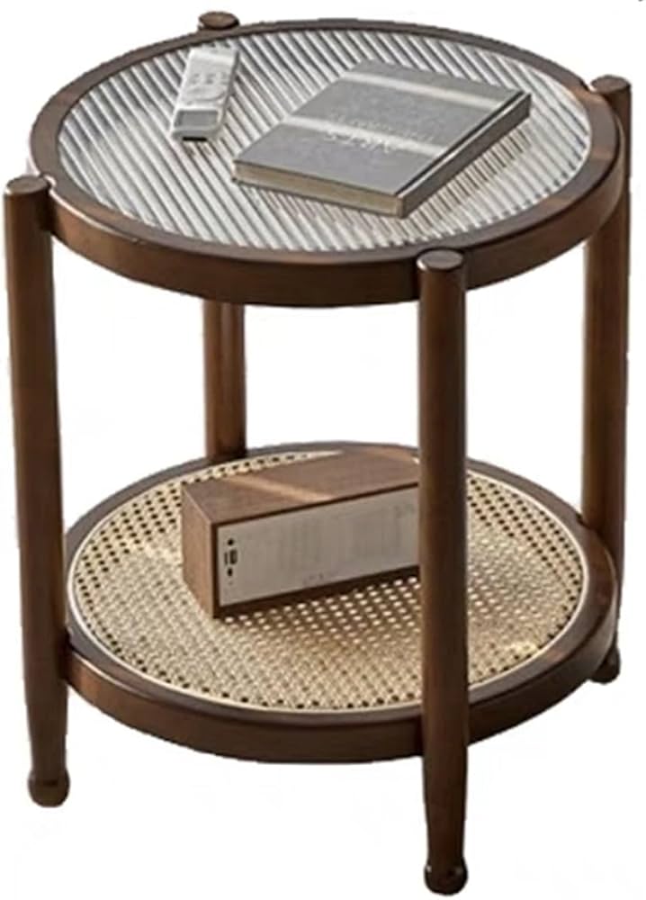 i☆ 木彫りガラス テーブル 彫刻 天板ガラス 丸テーブル サイド