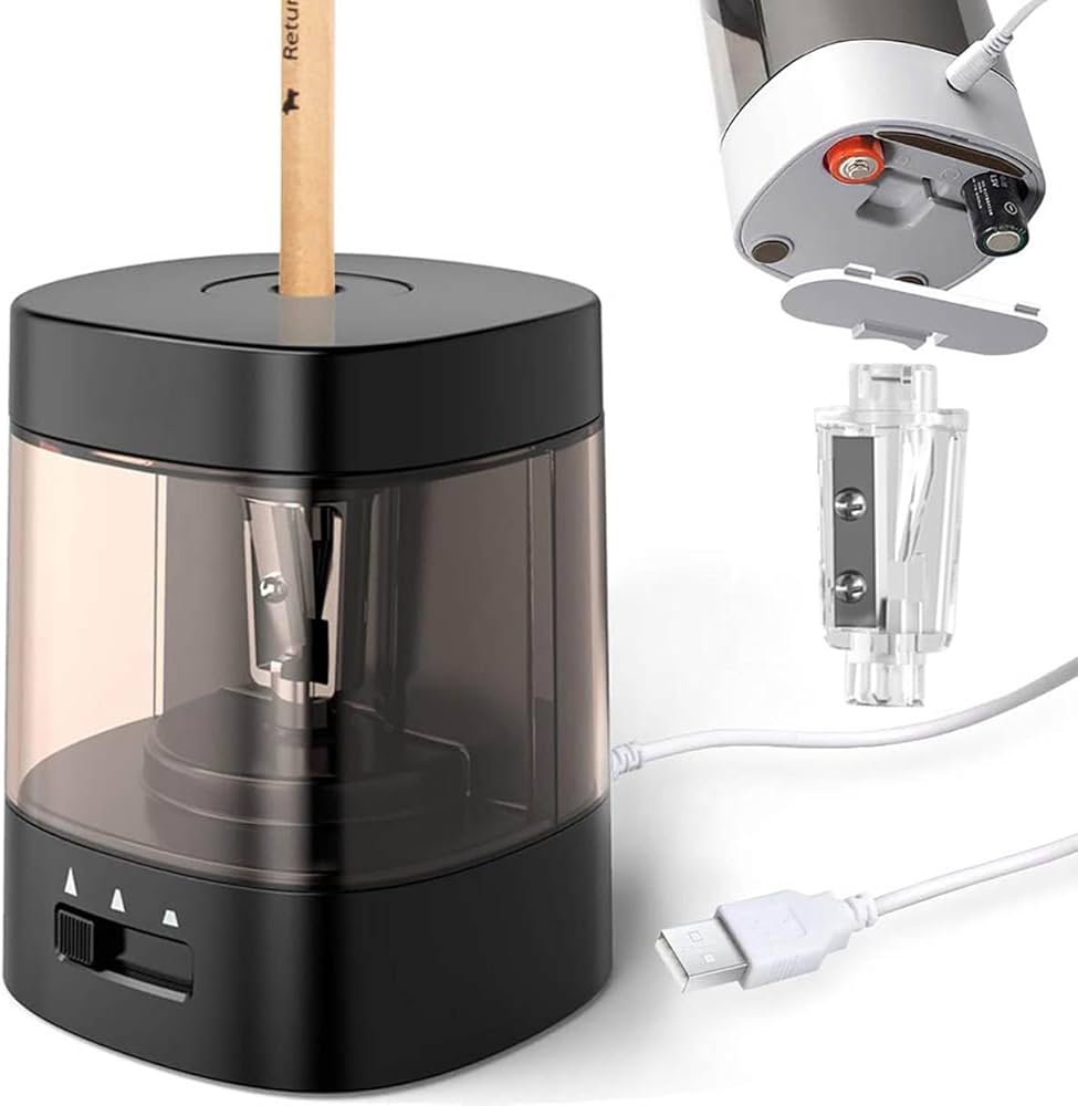 Amazon.co.jp: 電動鉛筆削り 入学準備 電動シャープナー 非充電式 6