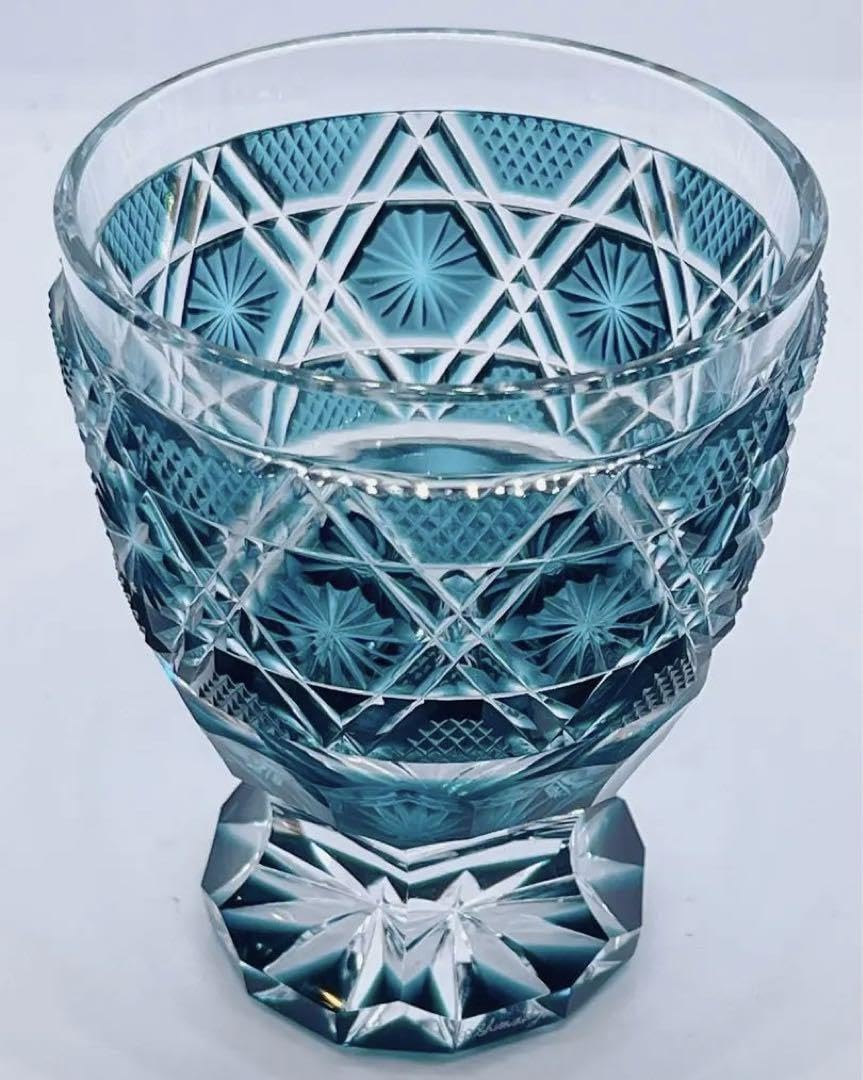 薩摩切子 島津磯斉 色被せ切子ガラス タンブラーB 共箱 東Y7-1205☆2F