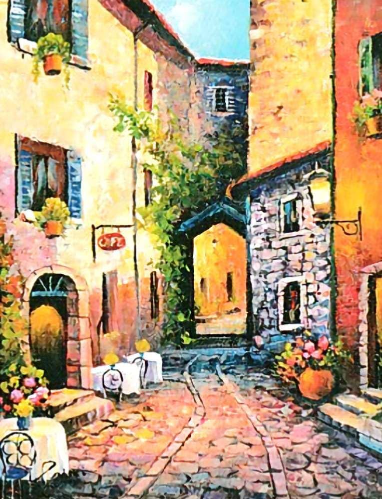 油絵 フランスの街並み ヴィンテージ 油絵 フランス街並 38x31cm