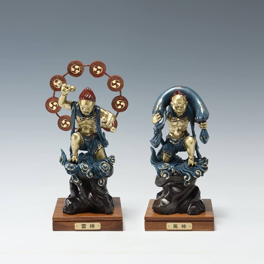 飾物 瓢箪細工 【 風神雷神 】 台座 【 蔦 細工 】工芸品 稀有品