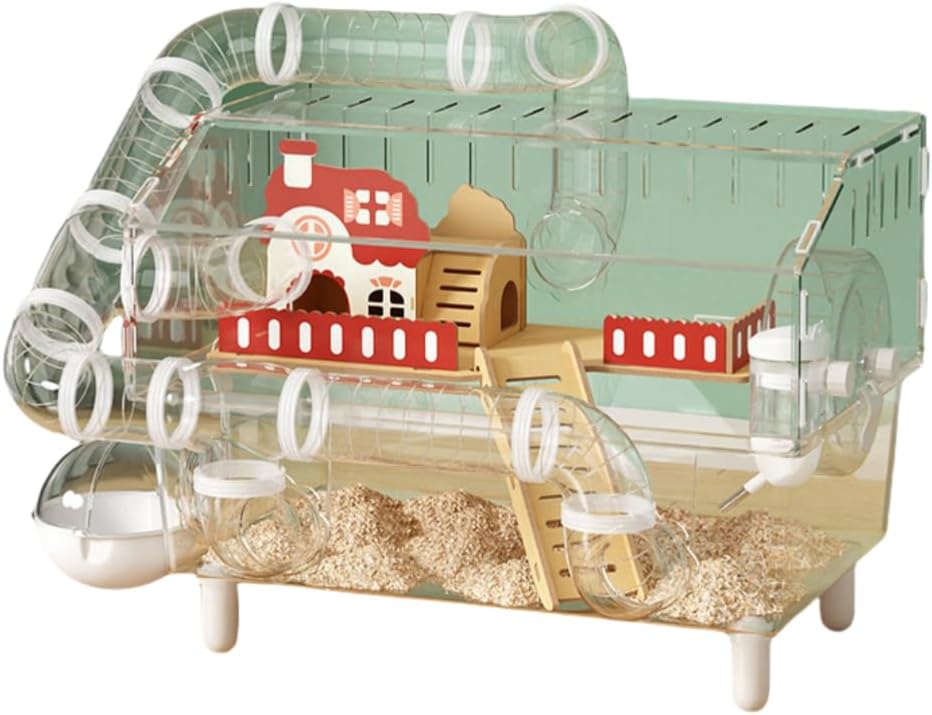 Yulezen 折りたたみ式アクリル透明ハムスターケージ、小動物用の快適で