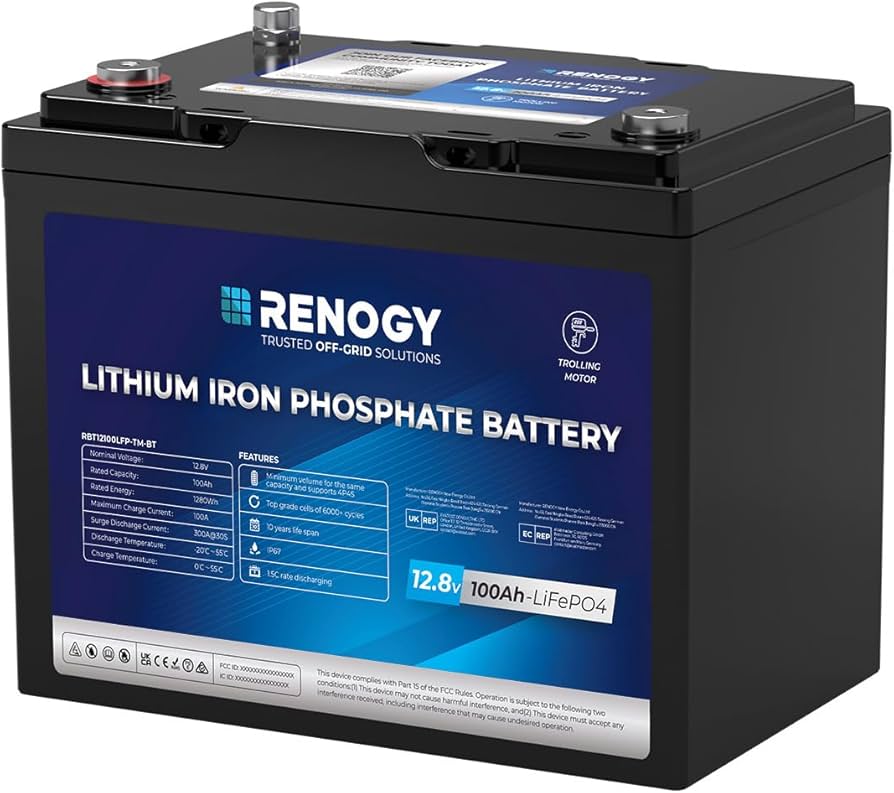 Amazon.co.jp: Renogy 12V 100Ahリン酸鉄リチウムイオンバッテリー、超
