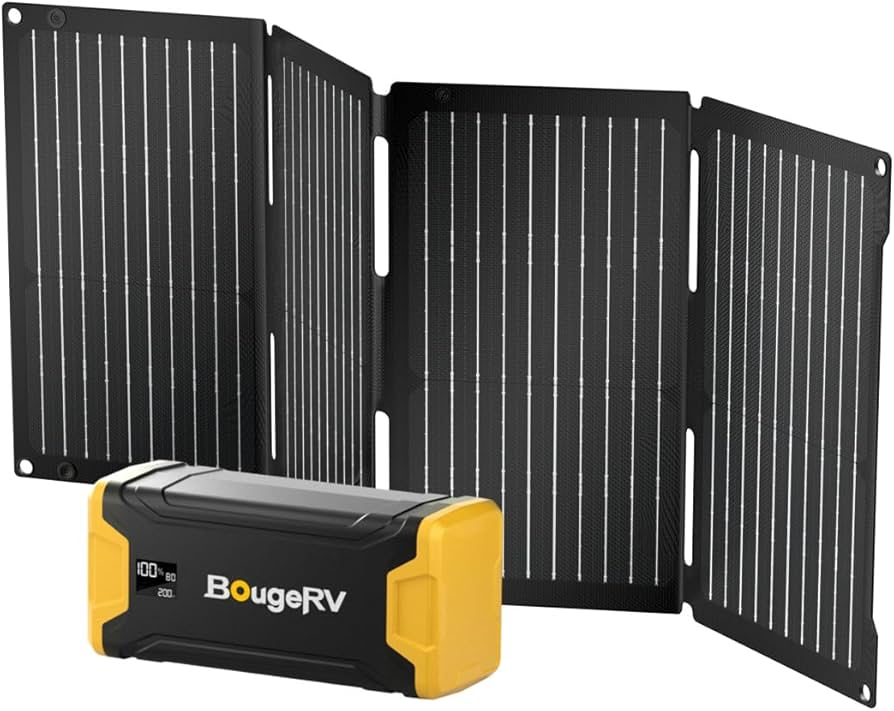 Amazon.co.jp: BougeRV 220Wh ポータブル電源 50W ソーラーパネル