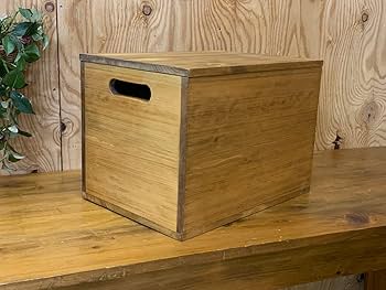 Amazon｜二方桟蓋つき ウッドボックス アンティークブラウン 35×25