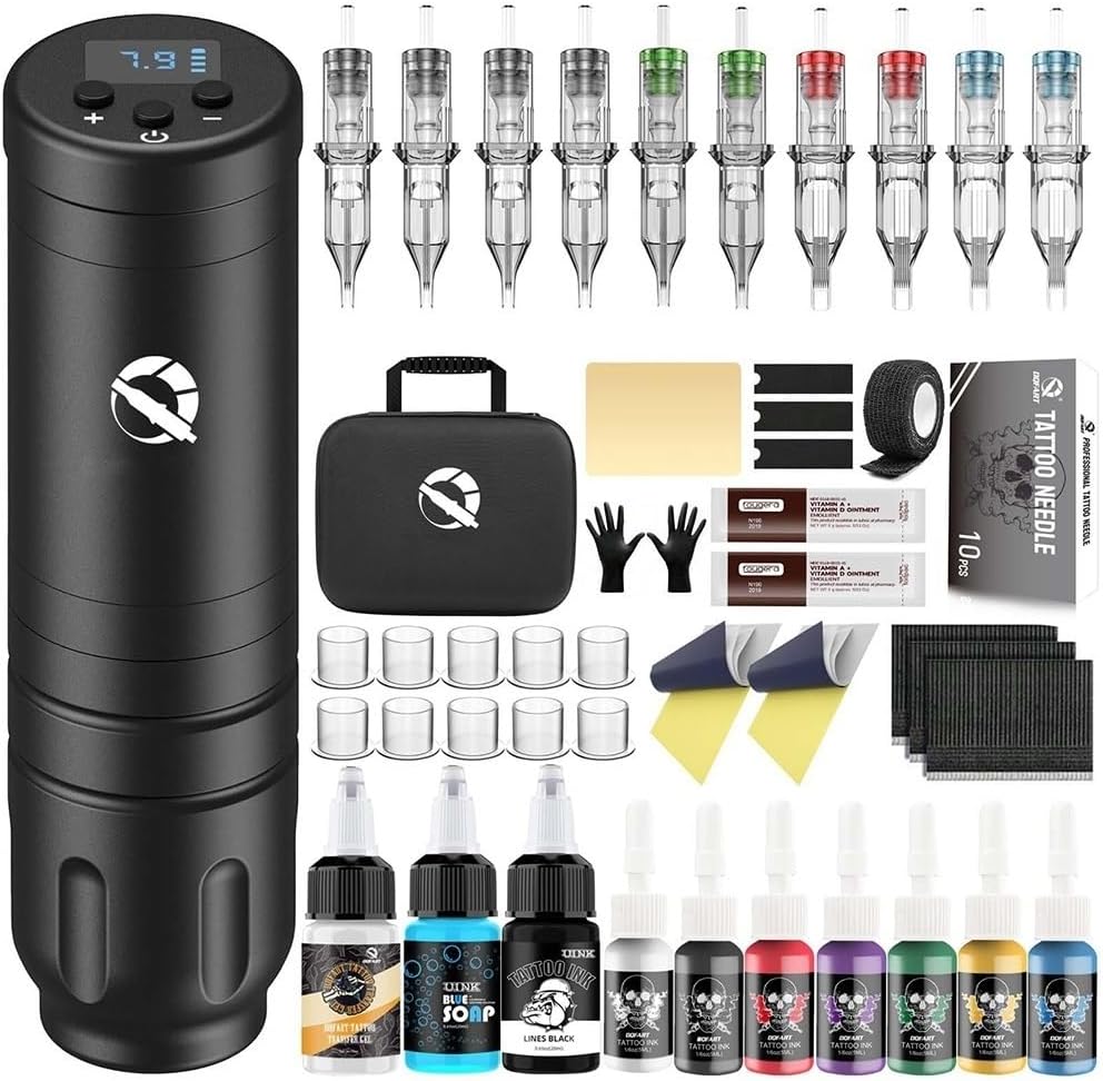 KLOWERタトゥーキット 電動 タトゥーマシン 1500mAhワイヤレスタトゥー