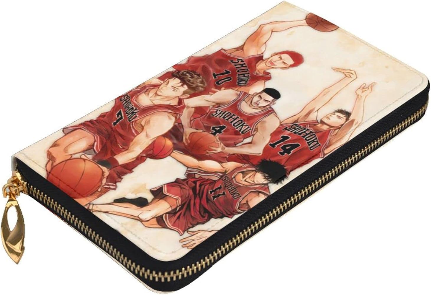 Amazon | [pemburl] 財布 スラムダンクの壁紙 本革 ラウンドファスナー