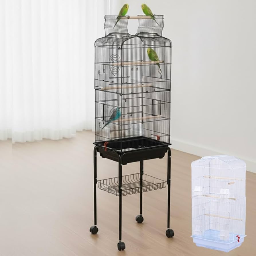 Amazon | iimono117 鳥かご インコ 大型 スタンド付き (高さ163×幅46
