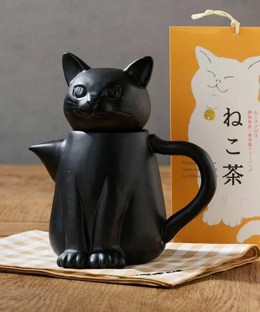 Amazon | 黒猫ティーポット 茶道道具 伝統工芸品 家庭用 ティーポ 家庭