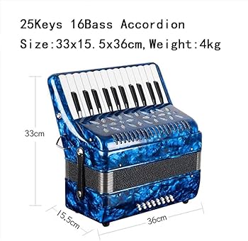 Amazon.co.jp: BailingDS 25キー 16重低音 アコーディオン ブルー