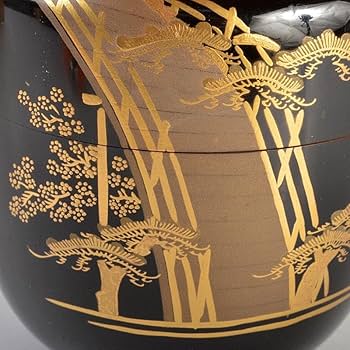 N519棗『塗師哲山作』『溜塗』『遠山蒔絵』『中棗』共箱茶道具