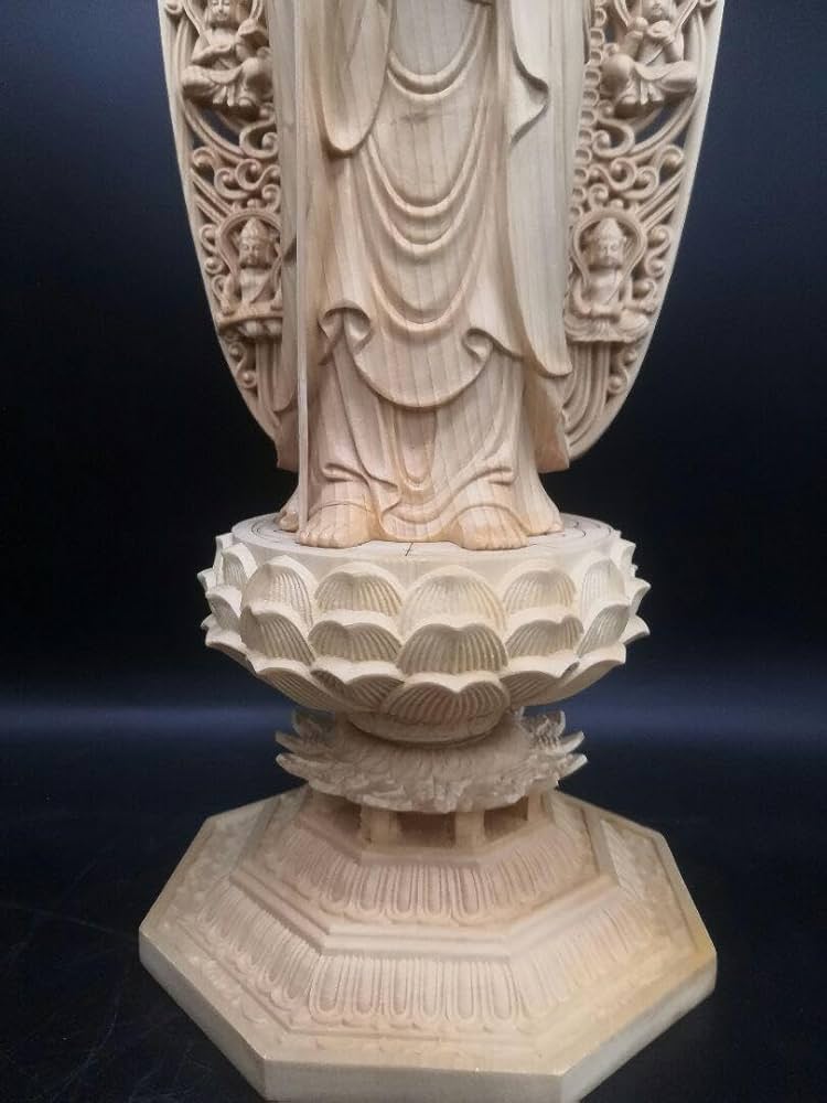 Amazon｜仏像 地蔵菩薩立像 地蔵尊 八角蓮華丸台座 木彫供養仏 仏教