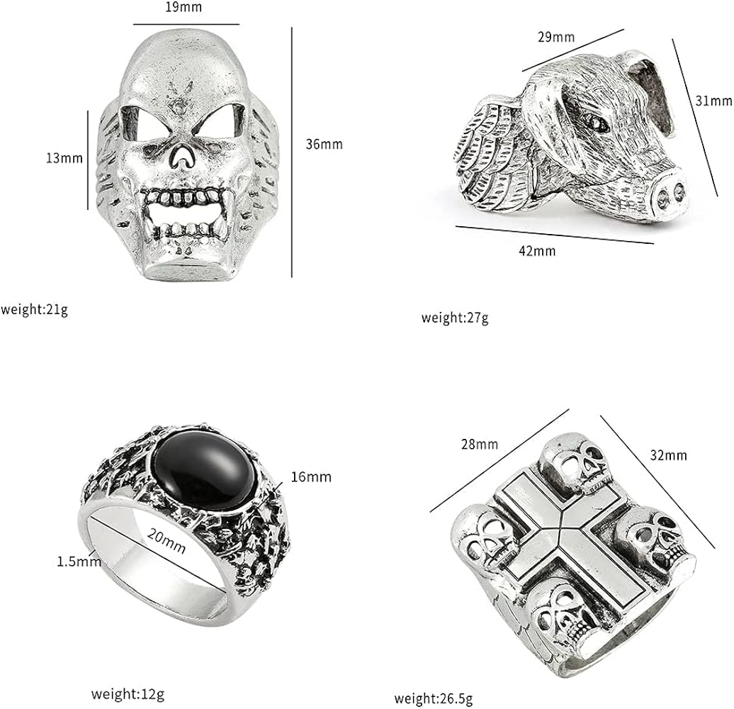 Amazon.co.jp: Eddie Munson ゴス ロック リング セット メンズ