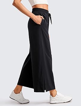 Amazon.com: CRZ YOGA Lightweight Wide Leg Cropped Pants for Women