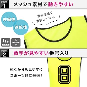 Amazon | WellKeen ビブス 20枚セット 大人用 1-20 番号入り ゼッケン