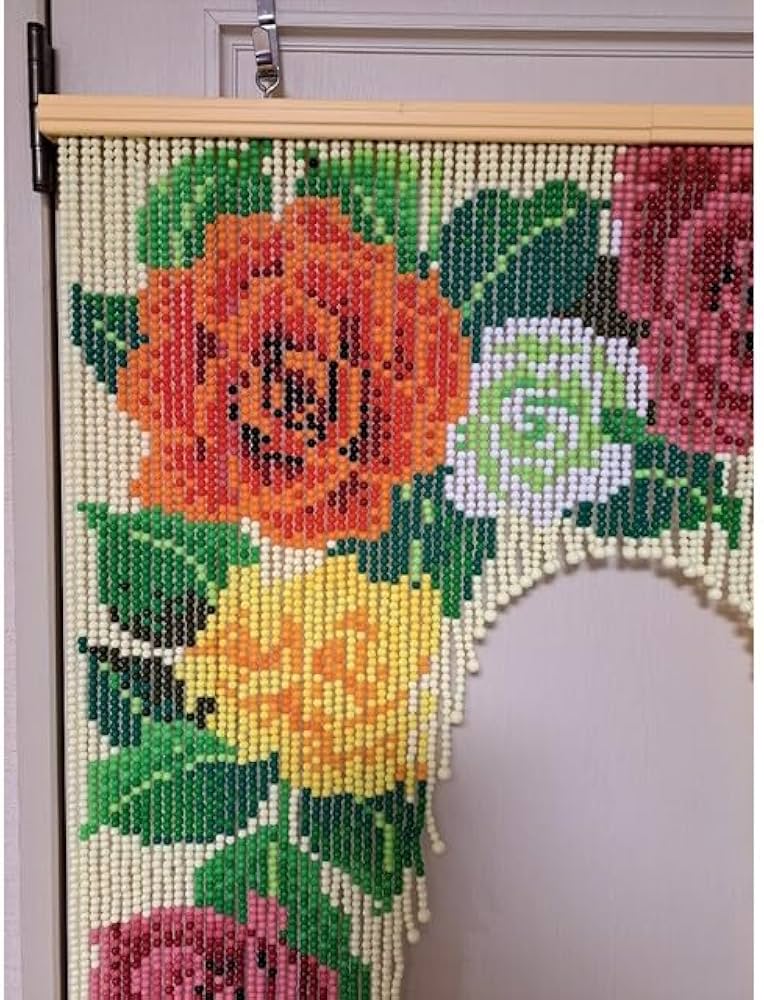 Amazon.co.jp: 昭和レトロ 玉のれん ビーズ暖簾 スキルスクリーン薔薇