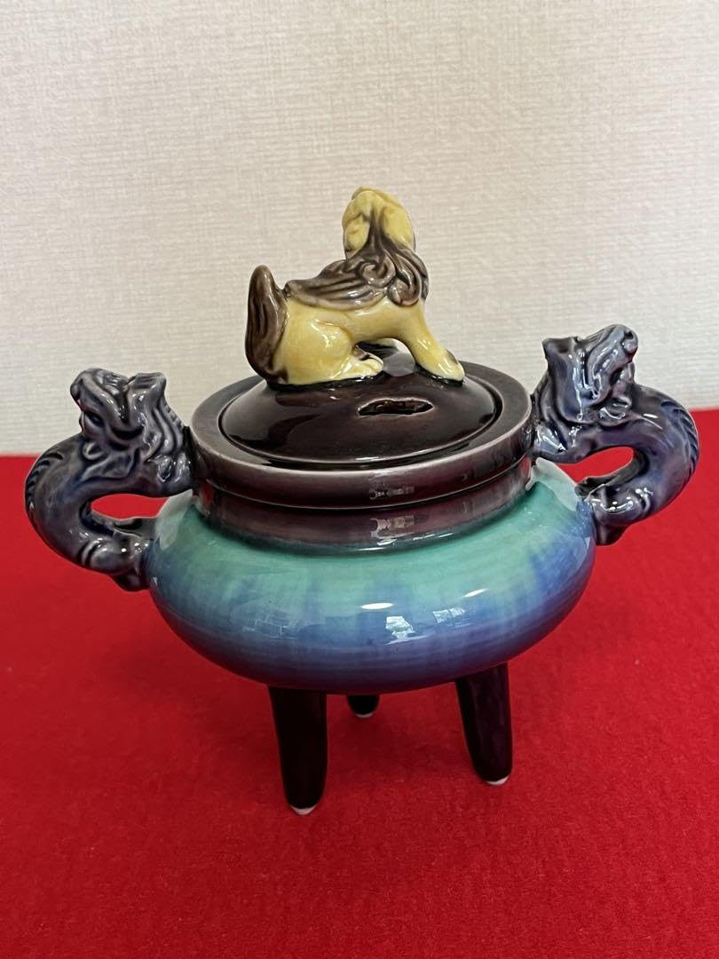 人間国宝 柳雨軒 三代 徳田八十吉(正彦銘) 彩釉香炉 12.8㎝ 管理