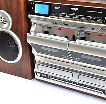 Amazon.co.jp: VERSOS Wカセットマルチレコードプレーヤー ブラウン