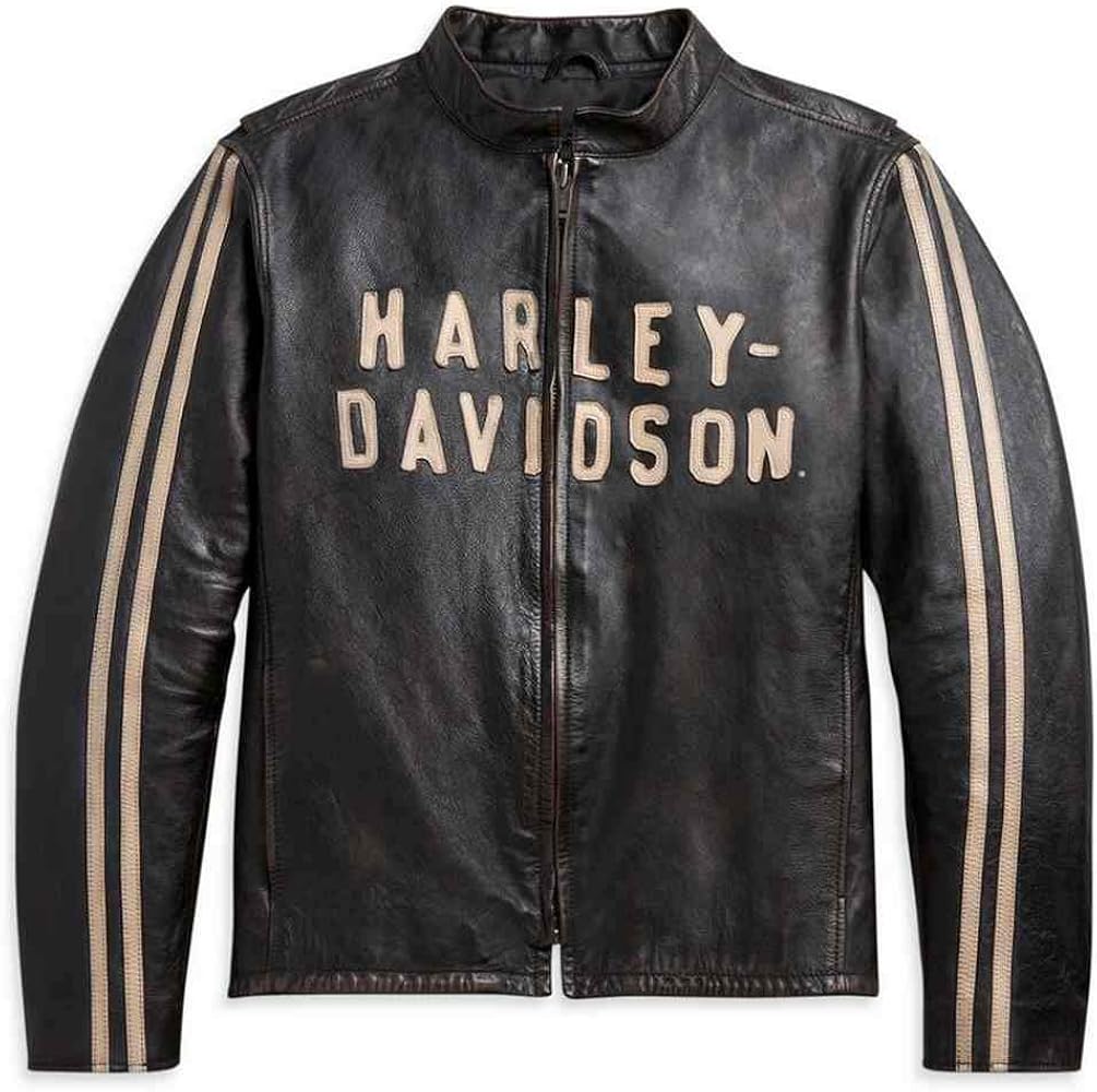 Amazon.com: Harley-Davidson Mens Retro Sleeve Stripe Leather