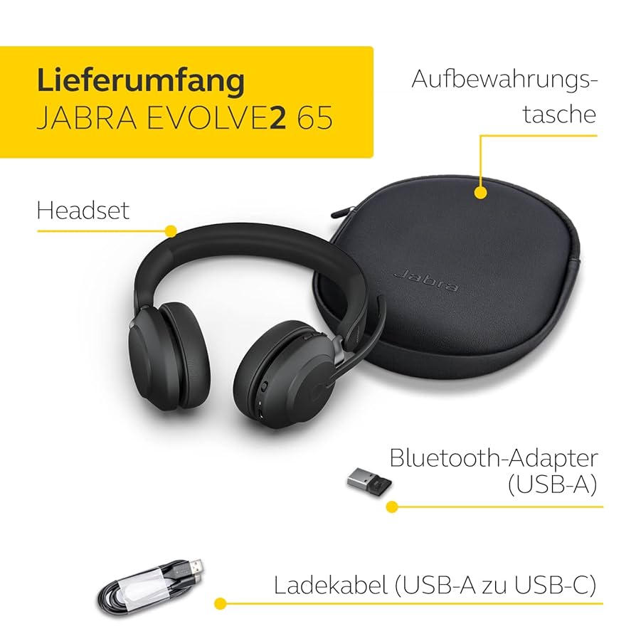 Jabra Evolve 65 充電スタンドとポーチ付き ワイヤレスヘッドセット