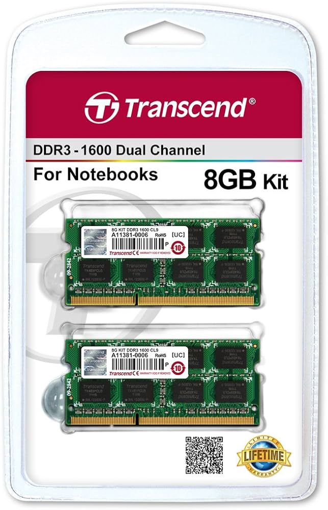 Amazon | Transcend ノートPC用メモリ PC3-12800 DDR3 1600 8GB 1.5V