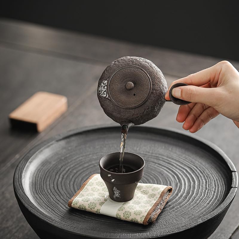 茶道具 虎山窯 鈴木青々作 鉄釉 茶碗 共箱 C 9483