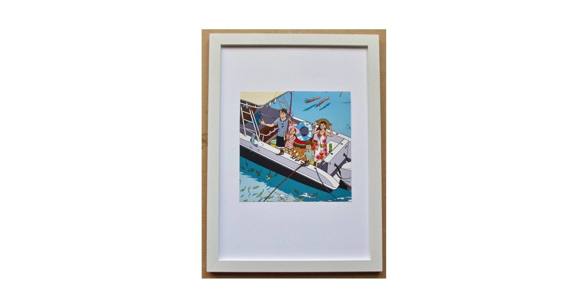 ウオールアート A4額付 「釣り人」 グラフィックアート 壁掛け