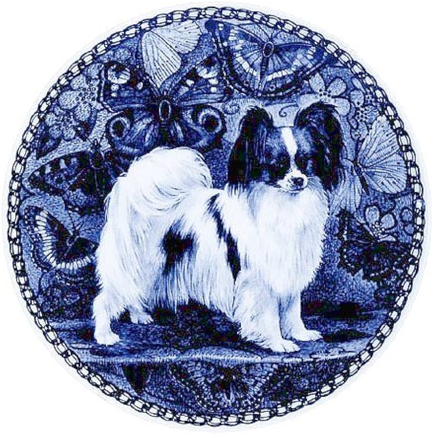 蝶と狆】清春 2560 チン 犬掛け軸