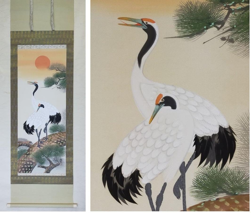 日本画 掛け軸 鶴 桂堂画 日本画 掛け軸 鶴 桂堂画 鶴 絵画
