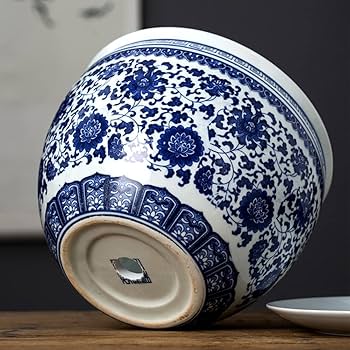 Amazon | 水鉢 ミニ火鉢 鉢カバー 染付山水図 プランターカバー