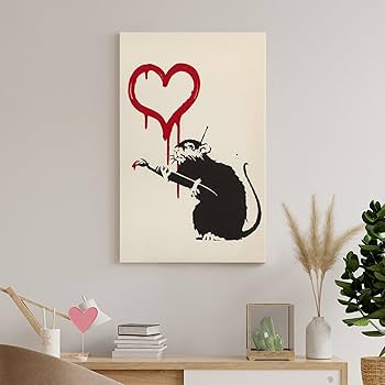 Amazon.co.jp: バンクシー 有名な絵（愛のネズミ）ポスター 印刷
