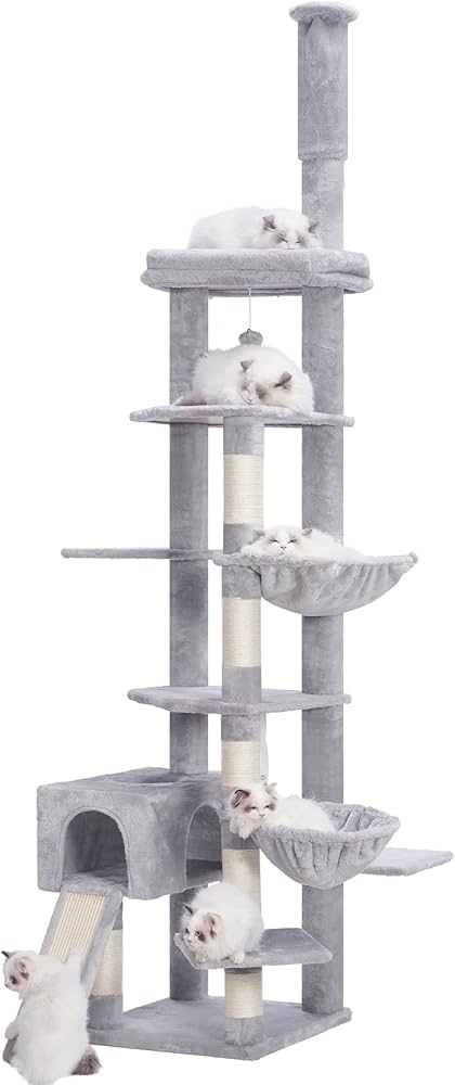 Amazon | Heybly キャットタワー 突っ張り棒 大型猫用 超スリム
