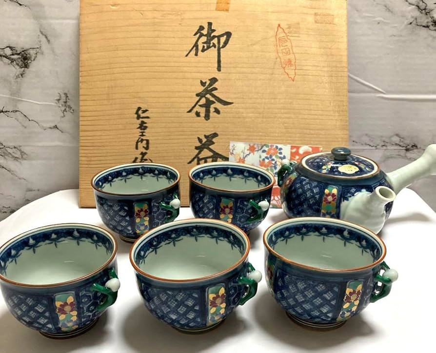 湯飲み□黄瀬戸 五陶 8客 煎茶碗 湯呑み茶碗 箱付き お茶道具 時代物