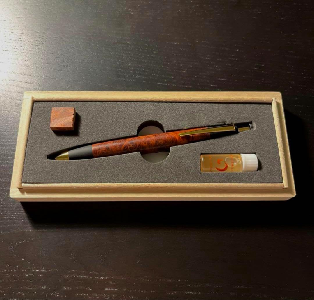 あたり杢】野原工芸 特上花梨瘤 スタンダードボールペン 限定樹種 入手