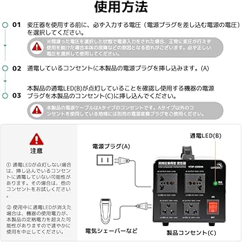 Amazon.co.jp: LVYUAN（リョクエン）1500W 海外国内両用型変圧器