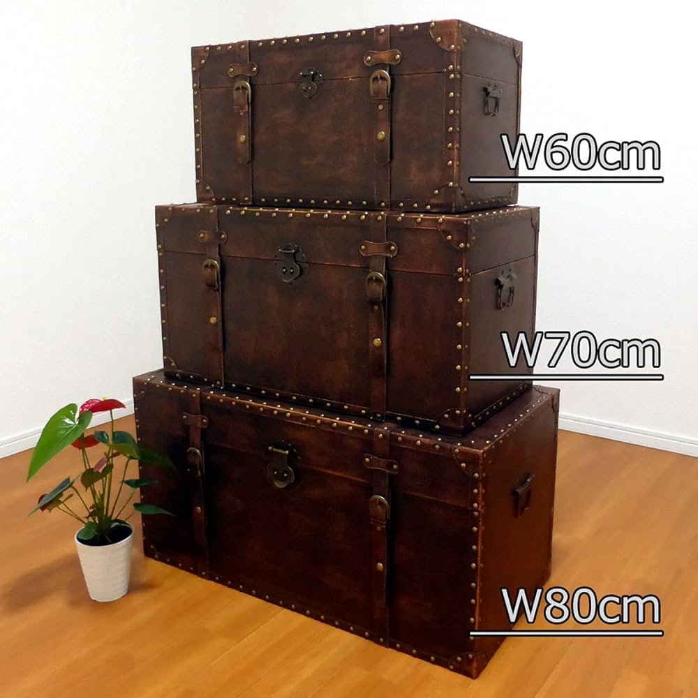 Amazon｜Aoakua 鍵付き 超特大 トランク型 収納ボックス 大型 木箱