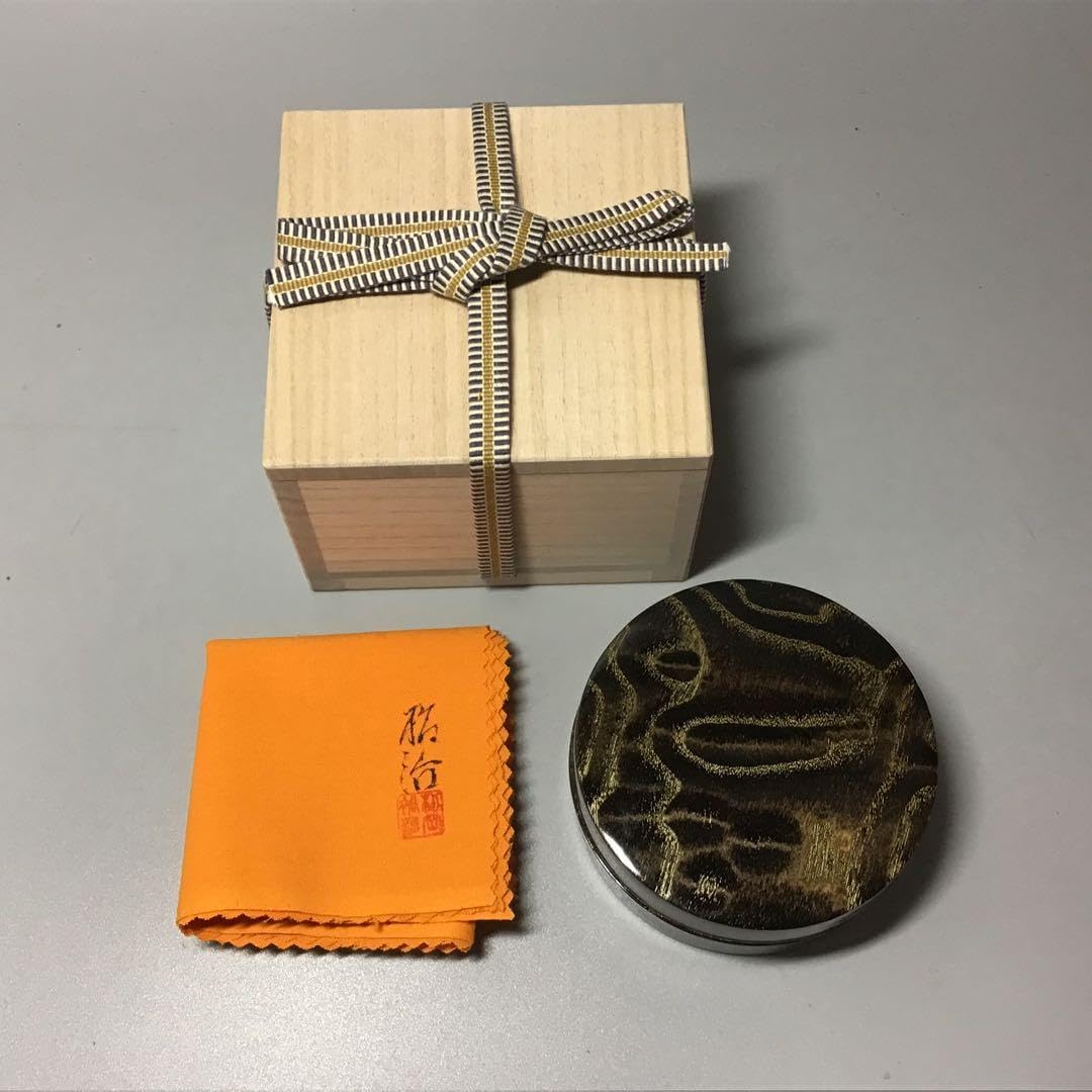 タモ斑杢材 黒漆染め 木目沈金 ミニ食蘢工芸会正会員の