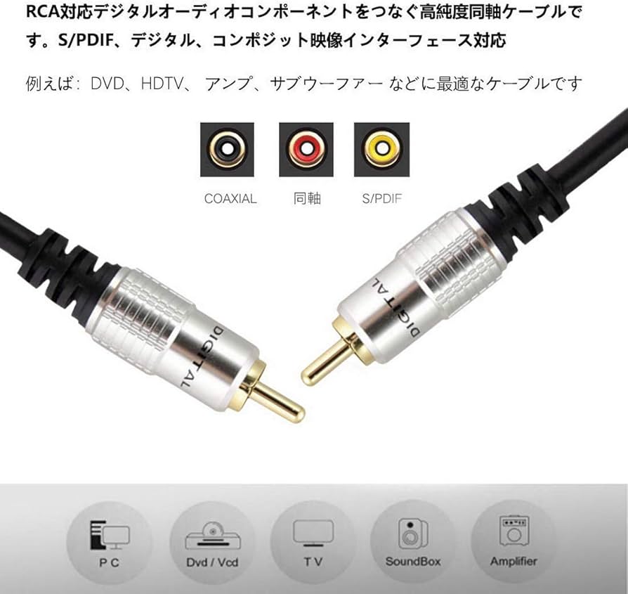 Amazon | Rosebe RCA ピンケーブル同軸デジタルケーブル 1m、2m、3m