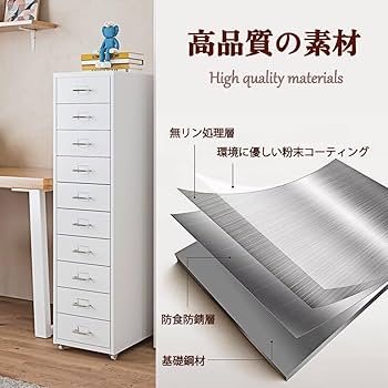 Amazon.co.jp: KASABULAC デスクワゴン キャビネット 5段 3段 8段 書庫