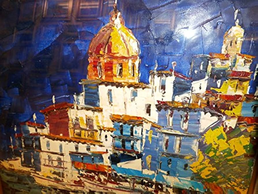 Amleto Colucci イタリア画家 油絵 風景画 海辺の家 オリジナル 【公式