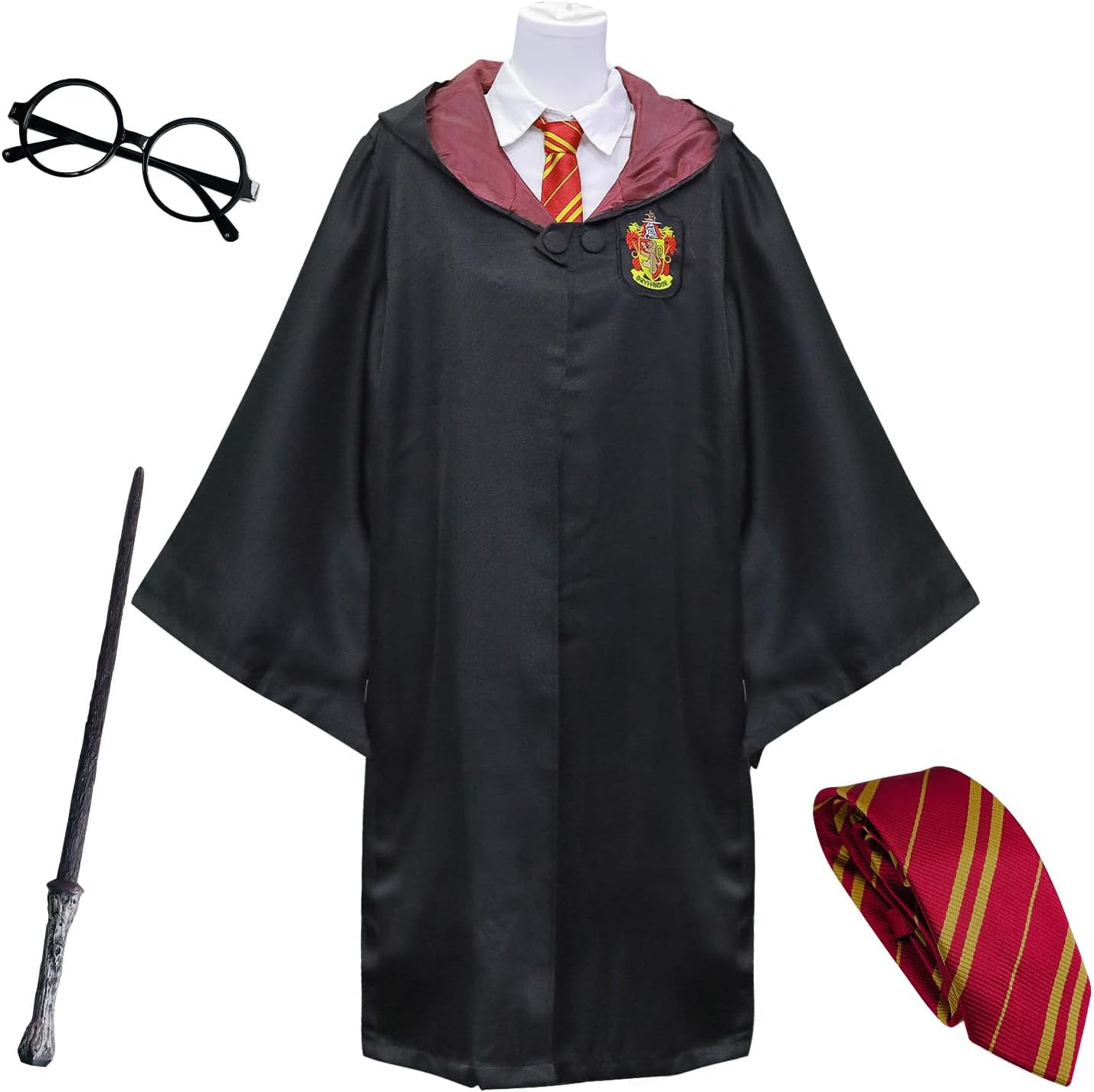 Amazon.co.jp: ハリーポッター ローブ + 眼鏡 + ネクタイ + 魔法の杖 4